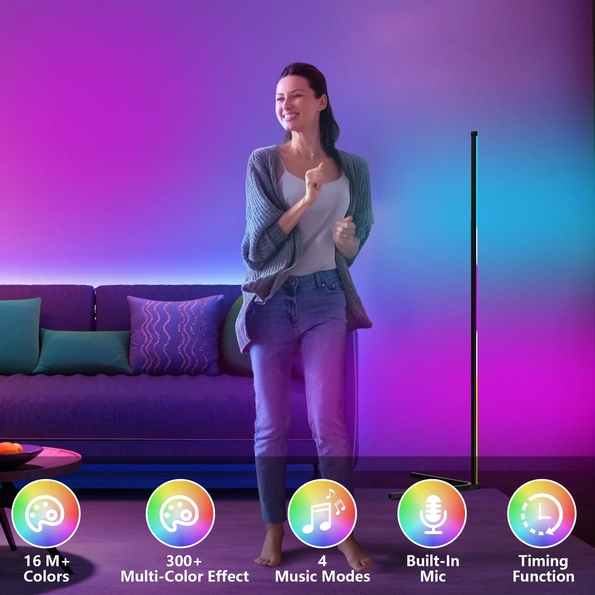 Smart RGB Floor Lamp with App&Remote