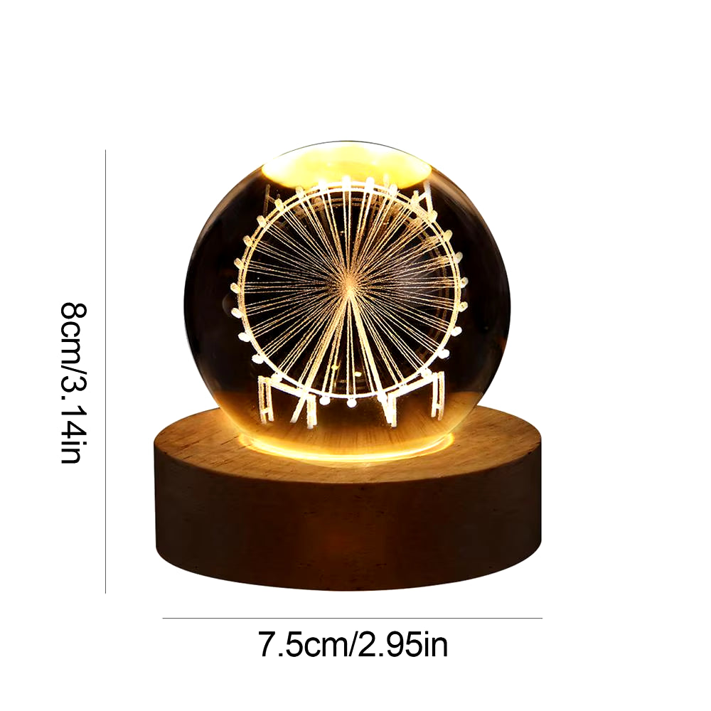 Crystal Ball Night Light 3D Table Lamp Room Decor