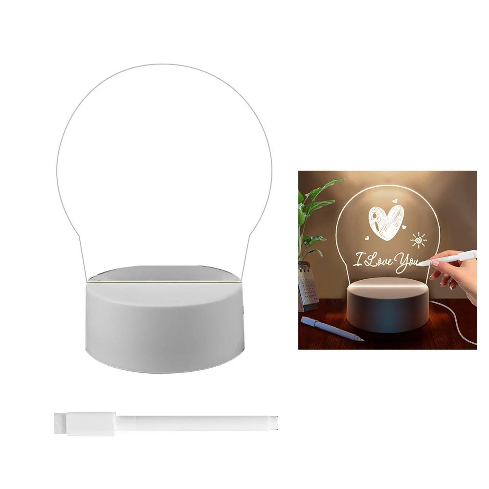 Transparent Luminous LED Night Light Writeable screen