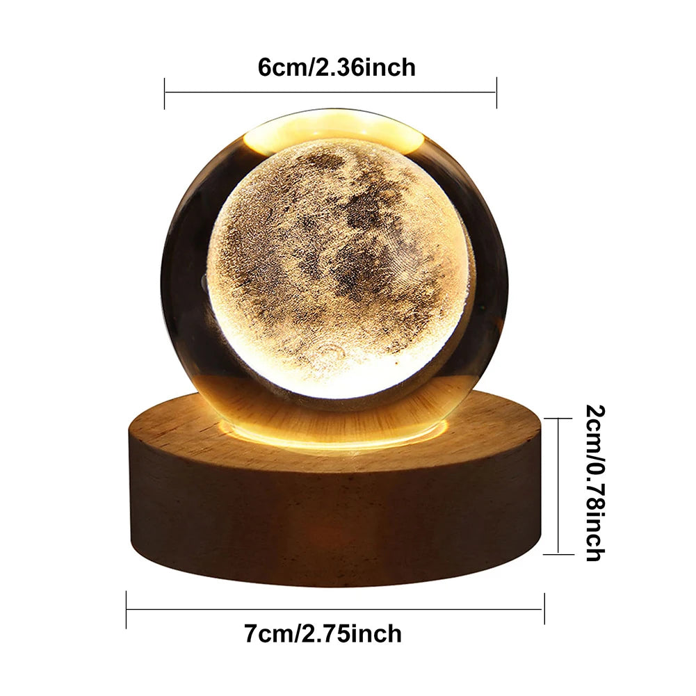 Crystal Ball Night Lights Glowing Planet Galaxy Astronaut 3D Moon Table Lamp USB Atmosphere Lamp