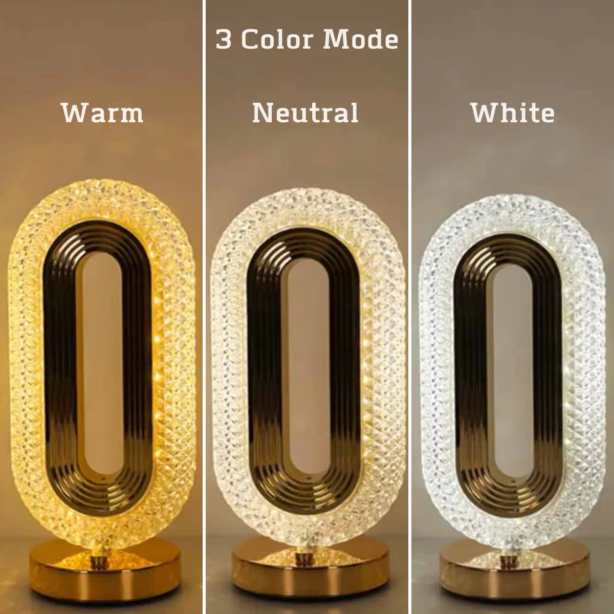  Oval Rechargeable Crystal Table Lamp Night Light (protable)