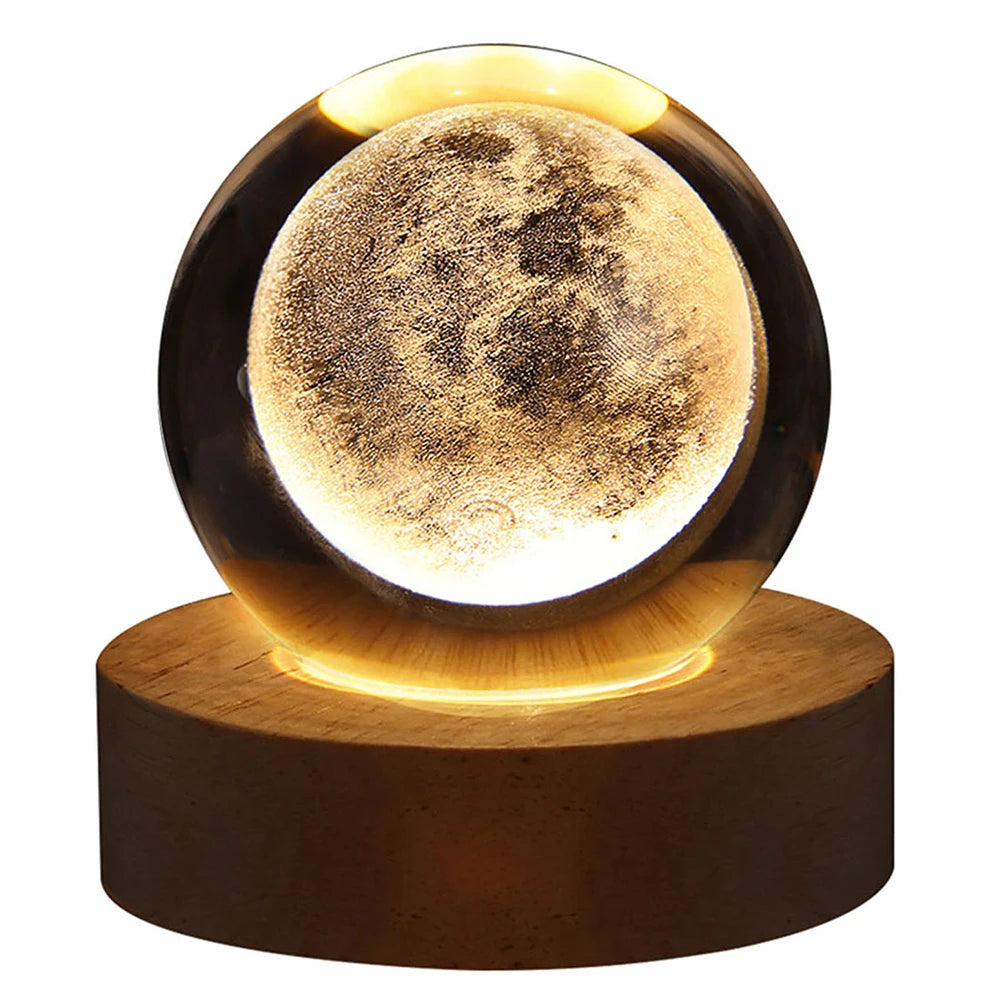 Crystal Ball Night Lights Glowing Planet Galaxy Astronaut 3D Moon Table Lamp USB Atmosphere Lamp