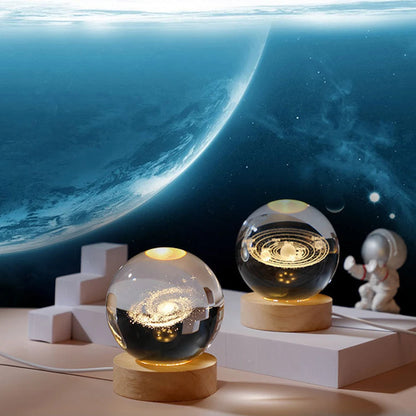 Crystal Ball Night Lights Glowing Planet Galaxy Astronaut 3D Moon Table Lamp USB Atmosphere Lamp