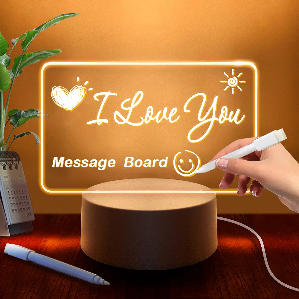 Transparent Luminous LED Night Light Writeable screen