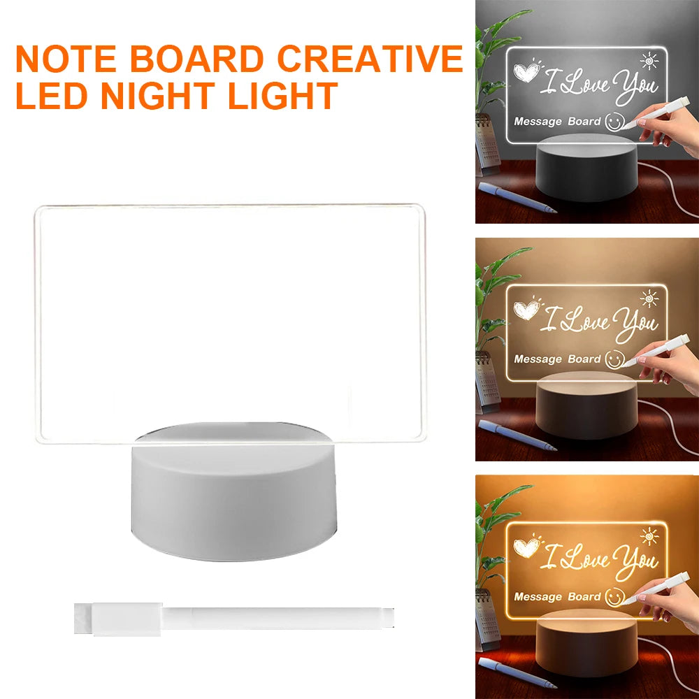 Transparent Luminous LED Night Light Writeable screen