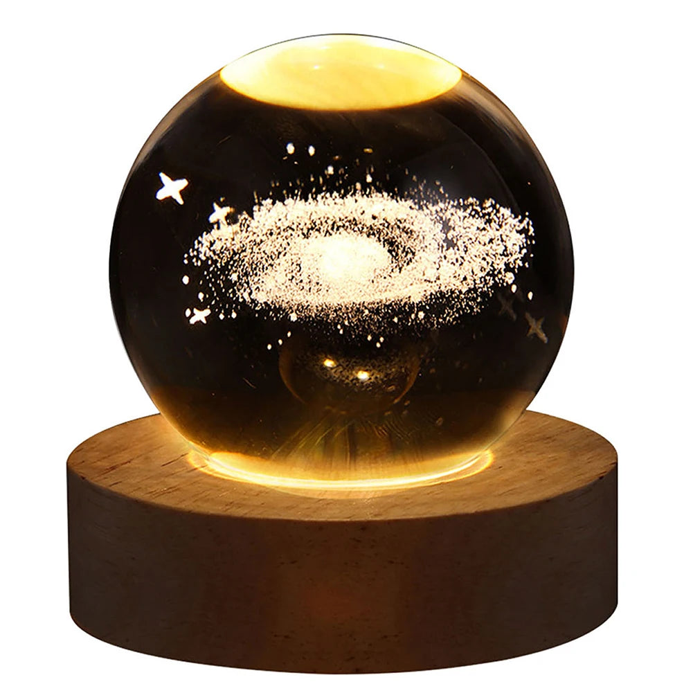 Crystal Ball Night Lights Glowing Planet Galaxy Astronaut 3D Moon Table Lamp USB Atmosphere Lamp
