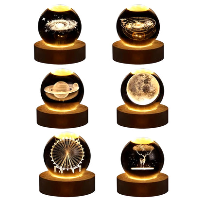 Crystal Ball Night Light 3D Table Lamp Room Decor