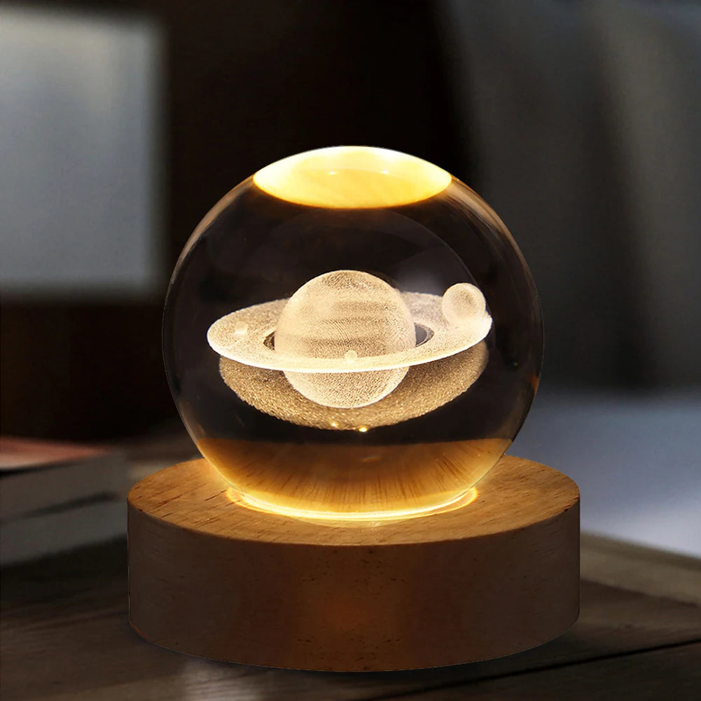 Crystal Ball Night Lights Glowing Planet Galaxy Astronaut 3D Moon Table Lamp USB Atmosphere Lamp