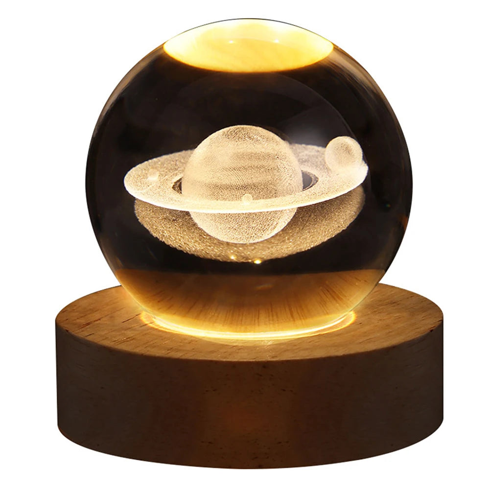 Crystal Ball Night Lights Glowing Planet Galaxy Astronaut 3D Moon Table Lamp USB Atmosphere Lamp
