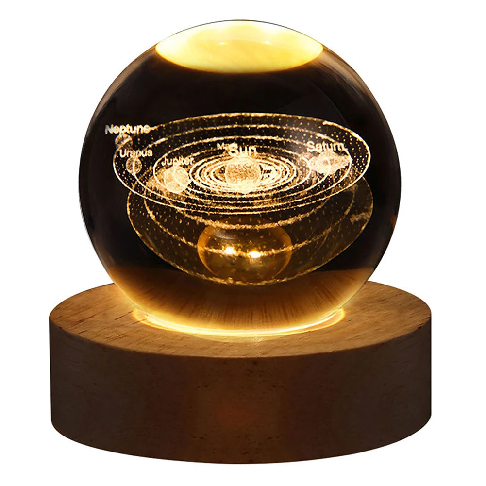 Crystal Ball Night Lights Glowing Planet Galaxy Astronaut 3D Moon Table Lamp USB Atmosphere Lamp