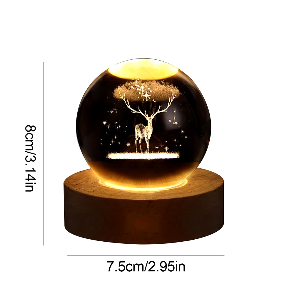 Crystal Ball Night Light 3D Table Lamp Room Decor