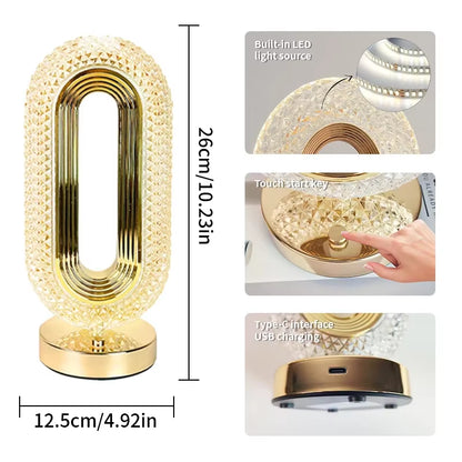  Oval Rechargeable Crystal Table Lamp Night Light (protable)