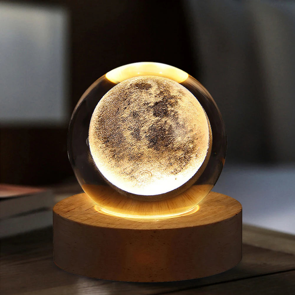 Crystal Ball Night Lights Glowing Planet Galaxy Astronaut 3D Moon Table Lamp USB Atmosphere Lamp