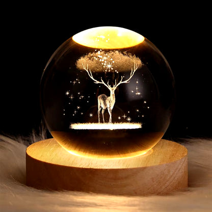Crystal Ball Night Light 3D Table Lamp Room Decor