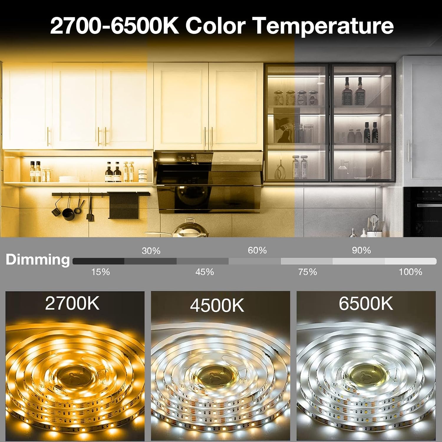 Motion Sensor LED Strip Lights - 10Pcs under Cabinet Kit with App & RF Remote Control- 16.4Ft